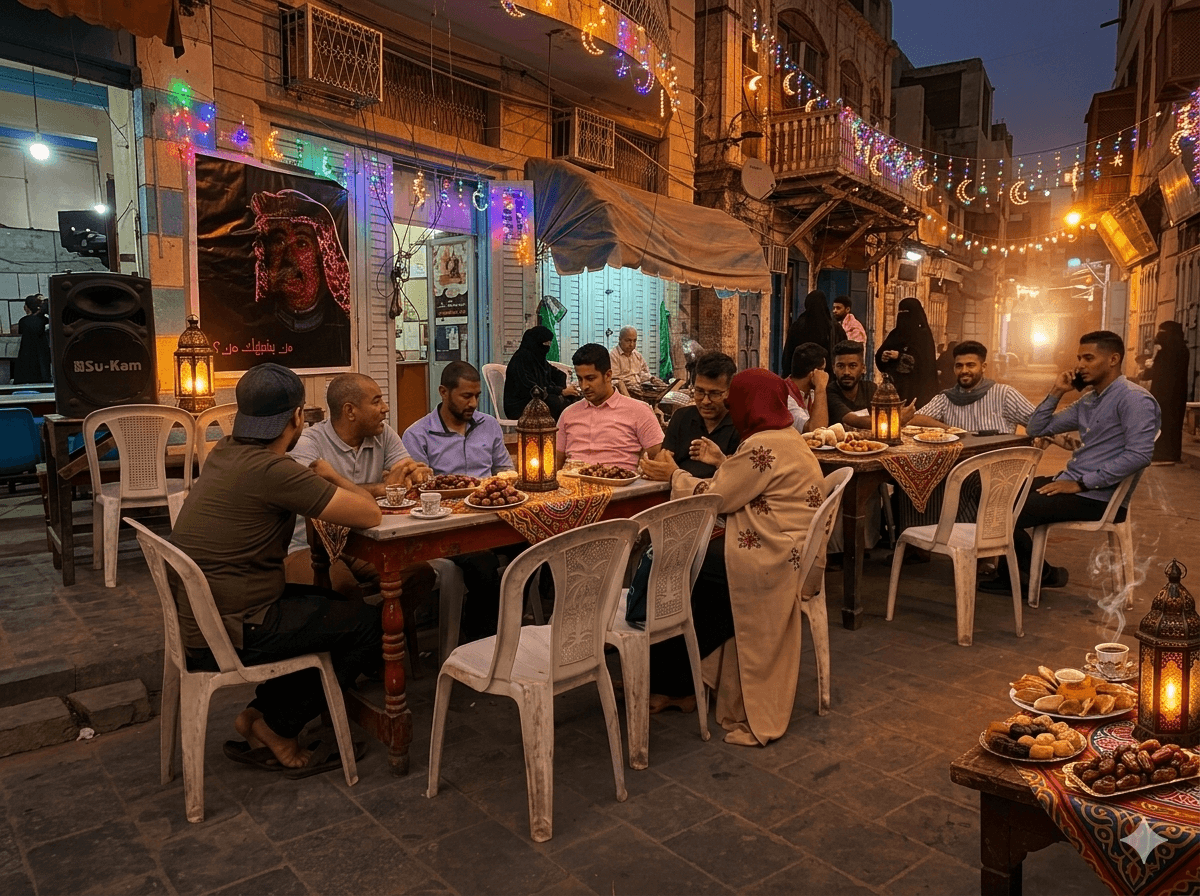 المقاهي الشعبية في عدن.. ملتقى الأحبة في أمسيات رمضان