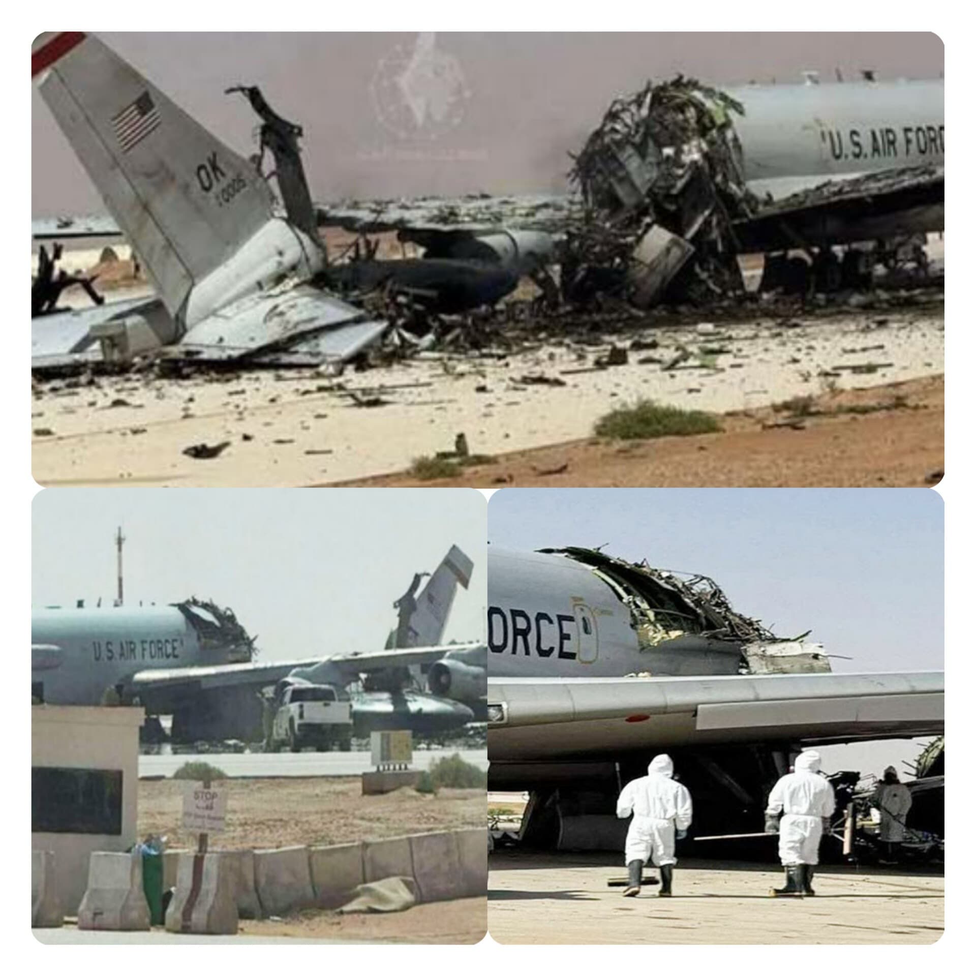 الجيش الايراني يعرض صورا  لتدميره طائرة استطلاع وتجسس متطورة نوع "E-3" بأحد القواعد بالخليج .. صور