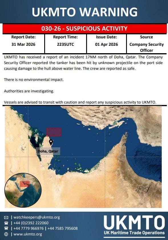 هيئة بريطانية تكشف عن هجوم على ناقلة نفط شمال الدوحة