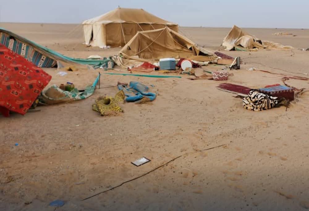 الجوف تضرر 1370 أسرة نازحة جراء المنخفض الجوي والعواصف